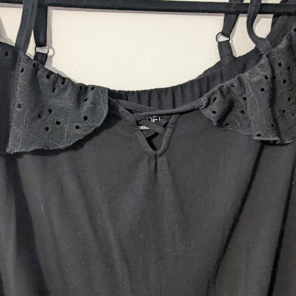 Torrid Black Super Soft Cold-Shoulder Ruffle Top Size 2 (18/20) - Picture 5 of 9